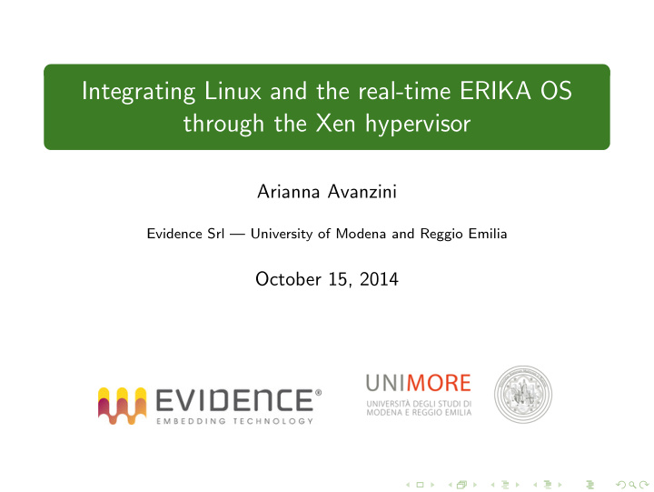 integrating linux and the real time erika os through the