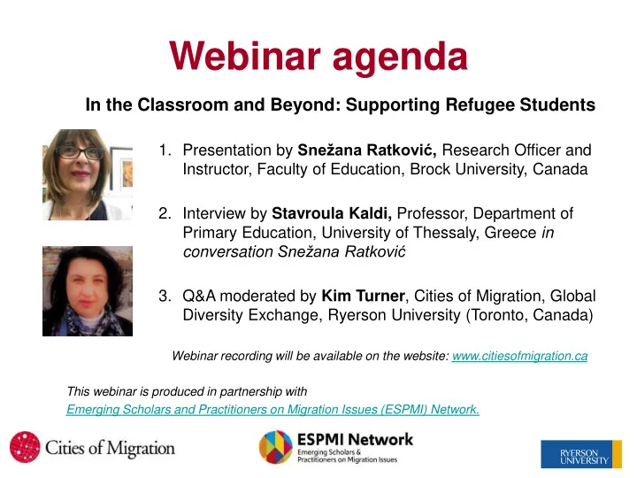 webinar agenda