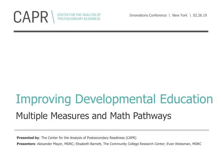 improving developmental education