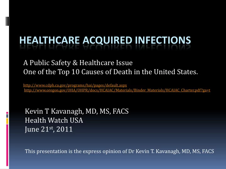 healthcare acquired infections