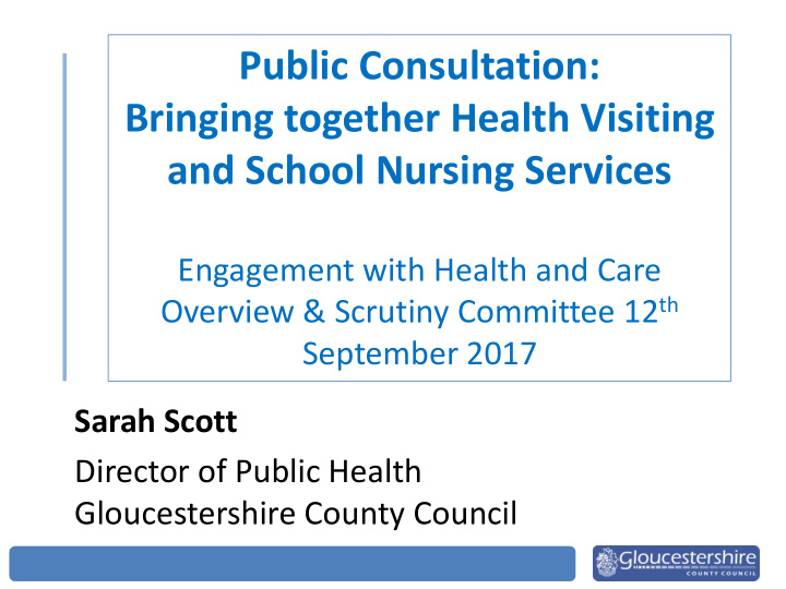 sarah scott director of public health gloucestershire
