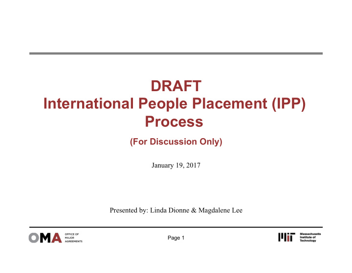 draft international people placement ipp process
