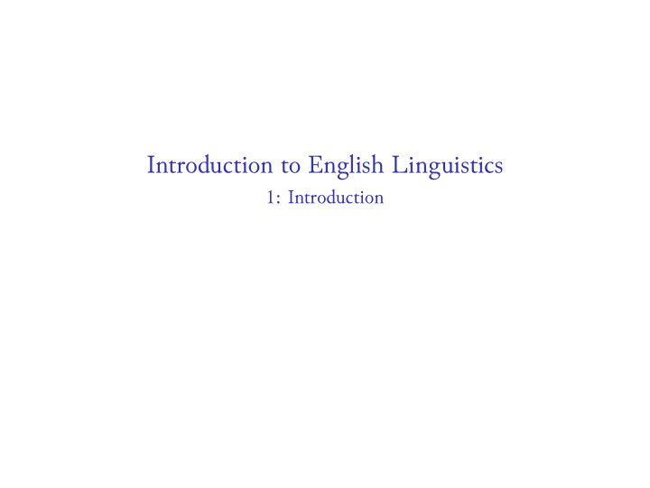 introduction to english linguistics