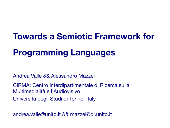 towards a semiotic framework for programming languages