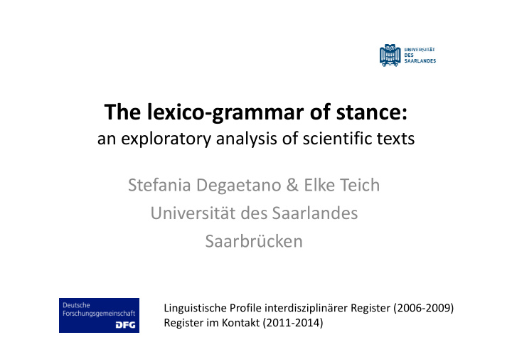 the lexico grammar of stance