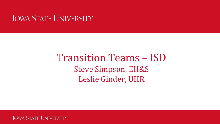 transition teams isd