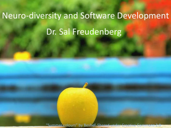 neuro diversity and software development dr sal