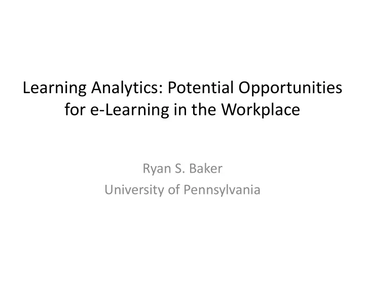 learning analytics potential opportunities for e learning