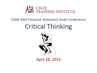 Critical Thinking  April 28, 2015  1  Brain Teaser  PAID  IM  WORKED  2  Brain Teaser  ERIF  3