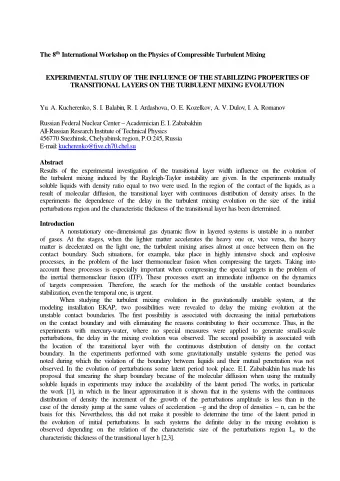 E-mail: kucherenko@five.ch70.chel.su  Abstract  Results of the experimental investigation of the
