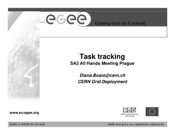 Task tracking  SA3 All Hands Meeting Prague  Diana.Bosio@cern.ch  CERN Grid Deployment
