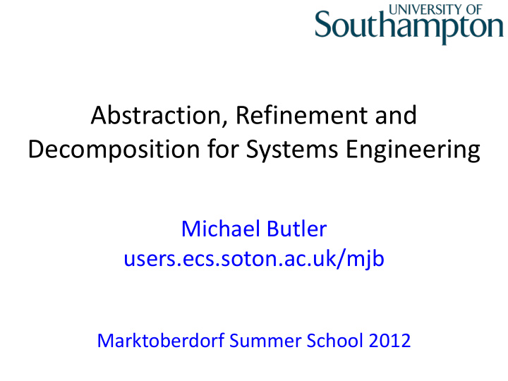 decomposition for systems engineering