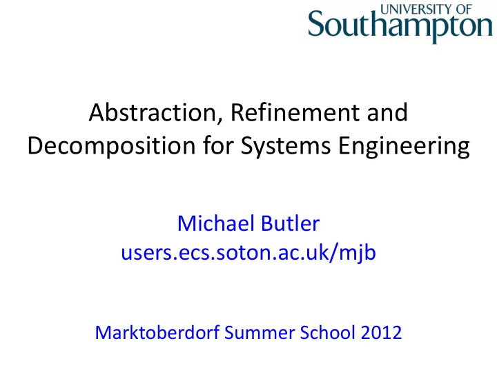 decomposition for systems engineering