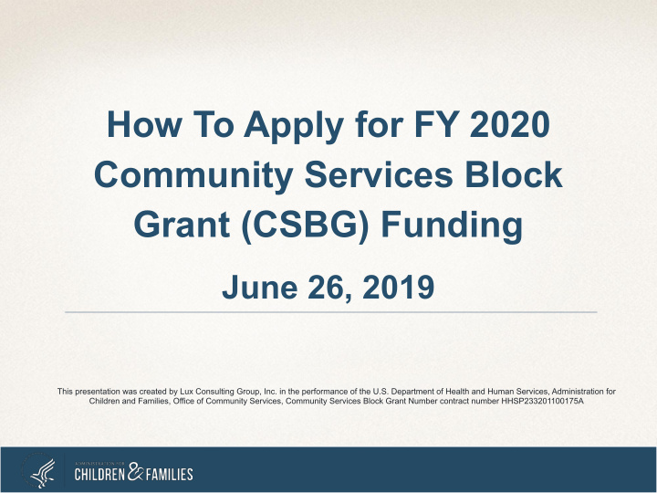 how to apply for fy 2020 community services block grant