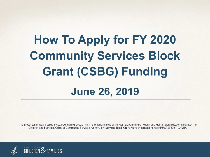 how to apply for fy 2020 community services block grant