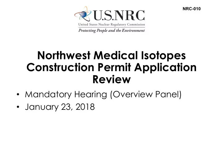 northwest medical isotopes construction permit