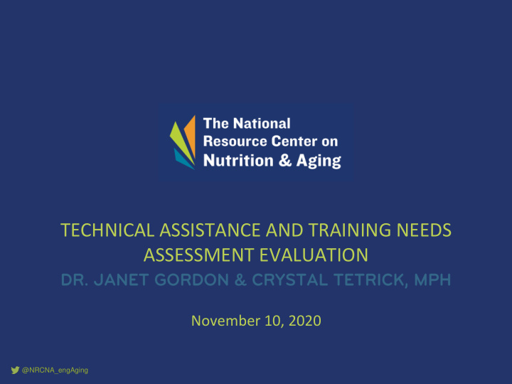 technical assistance and training needs assessment