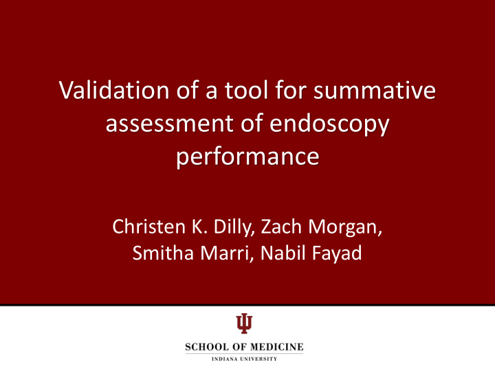 validation of a tool for summative assessment of