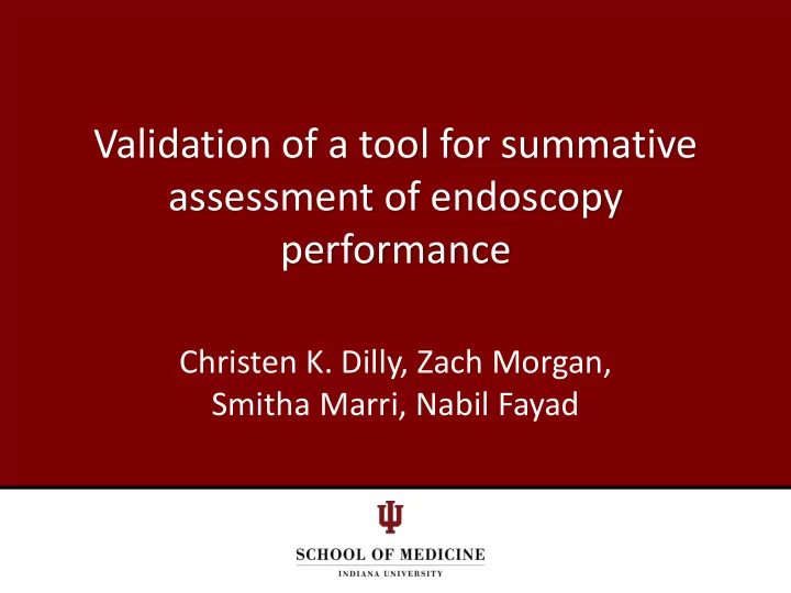 validation of a tool for summative assessment of