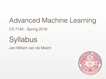 Syllabus  Jan-Willem van de Meent  Who are we?  Instructor  Jan-Willem van de Meent Email :