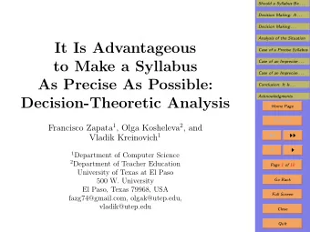 It Is Advantageous  Case of a Precise Syllabus  to Make a Syllabus  Case of an Imprecise . . .