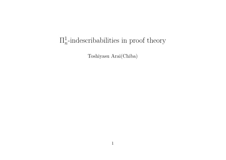 n indescribabilities in proof theory