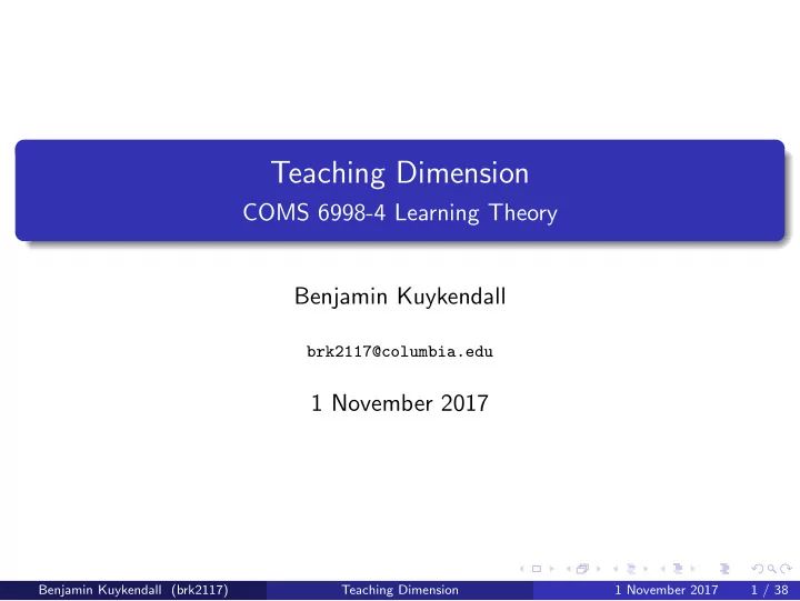 teaching dimension