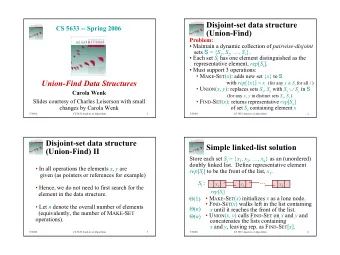 Disjoint-set data structure  CS 5633 -- Spring 2006  (Union-Find)  Problem:  Maintain a dynamic