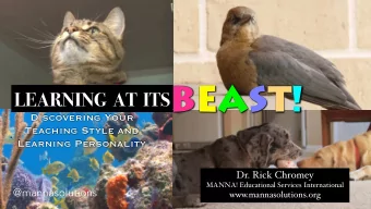 BEAST!  LEARNING  AT  ITS  Discovering Your  Teaching Style and  Learning Personality  Dr. Rick
