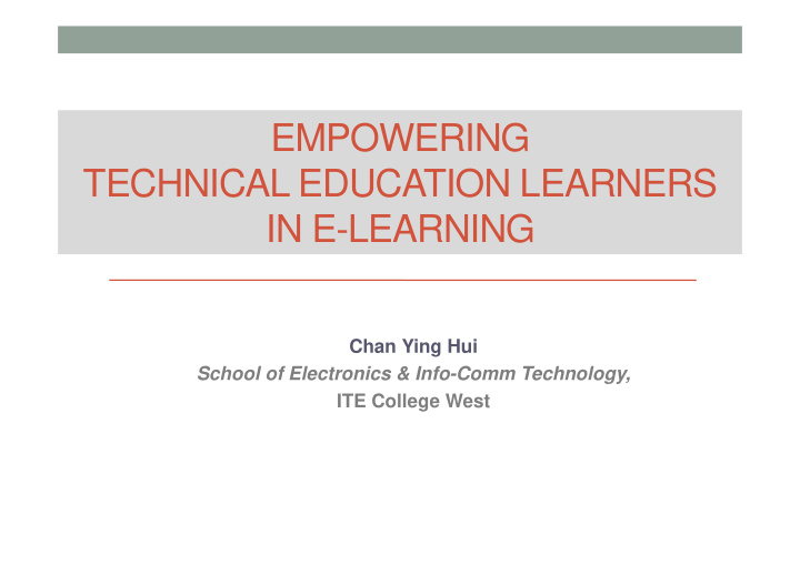 empowering technical education learners in e learning