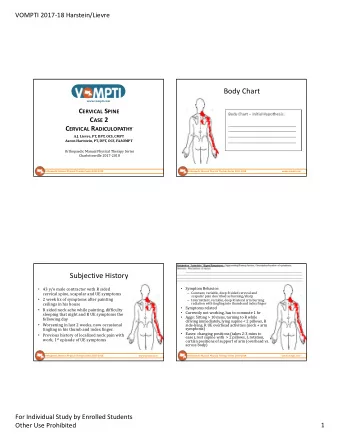 Body Chart  www.vompti.com C ERVICAL S PINE C ASE 2 C ERVICAL R ADICULOPATHY  A.J. Lievre, PT, DPT,