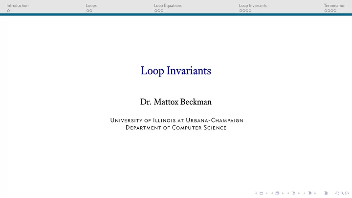 loop invariants
