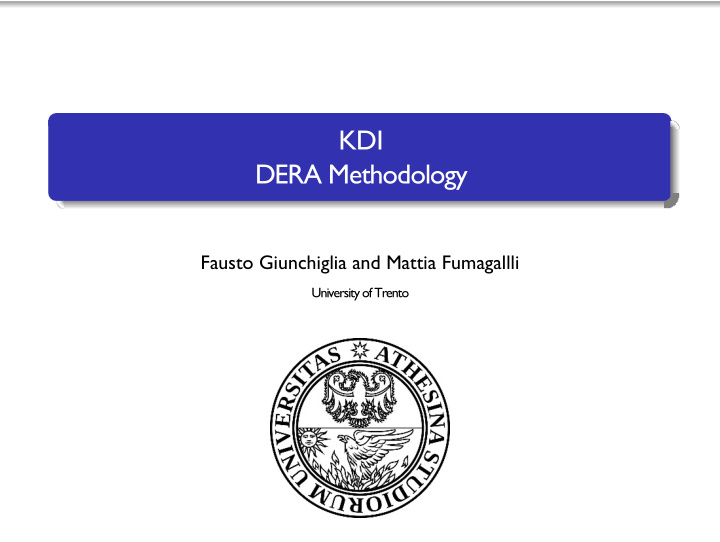 kdi dera methodology