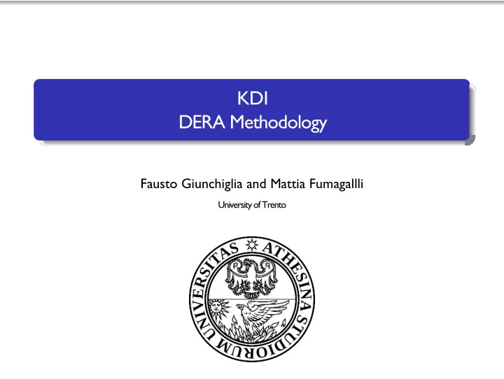 kdi dera methodology