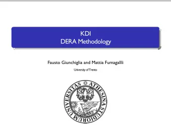 KDI  DERA Methodology  Fausto Giunchiglia and Mattia Fumagallli  University of Trento