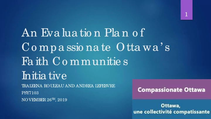 an e va lua tio n pla n o f co mpa ssio na te otta wa s f
