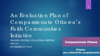 An E  va lua tio n Pla n o f  Co mpa ssio na te  Otta wa  s  F  a ith Co mmunitie s  I  nitia