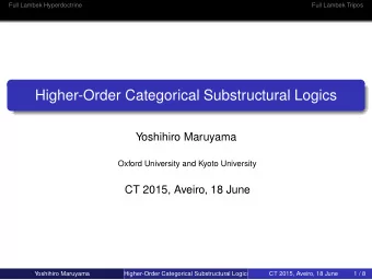 Higher-Order Categorical Substructural Logics  Yoshihiro Maruyama  Oxford University and Kyoto