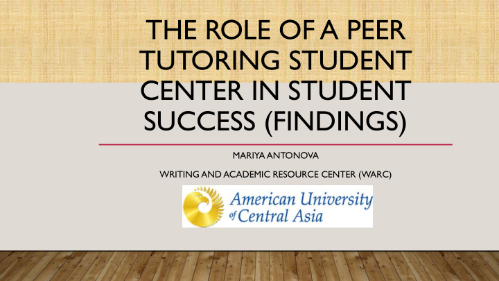 the role of a peer tutoring student center in student