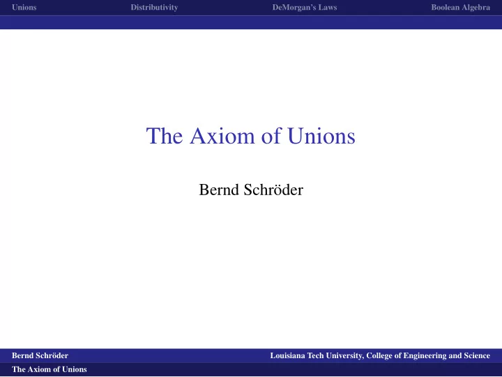 the axiom of unions