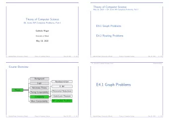 E4.1 Graph Problems  P, NP  Automata Theory  Theory  Polynomial Reductions  Turing Computability