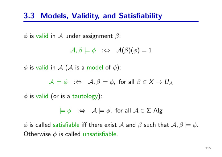 3 3 models validity and satisfiability
