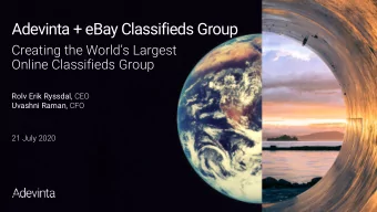 Adevinta + eBay Classifieds Group  Creating the Worlds Largest  Online Classifieds Group Rolv