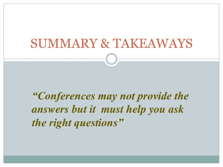 summary takeaways