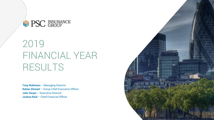 2019 financial year results