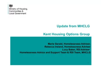 Update from MHCLG  Kent Housing Options Group  Marie Gerald, Homelessness Adviser,  Rebecca