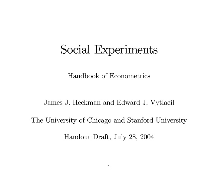 social experiments