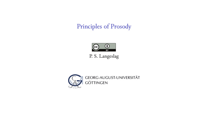 principles of prosody