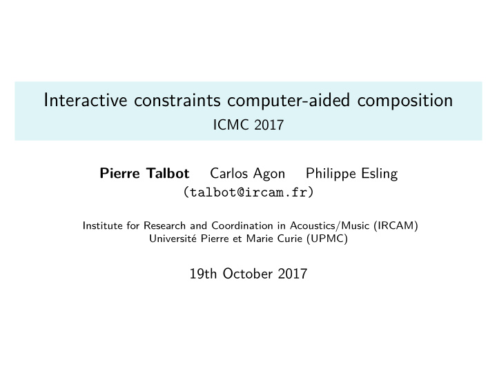 interactive constraints computer aided composition