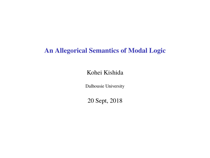 an allegorical semantics of modal logic